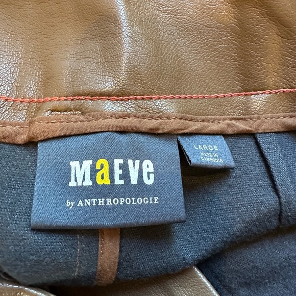 Faux brown leather Anthropologie Maeve skirt, size large. Perfect for fall! - Picture 7 of 7